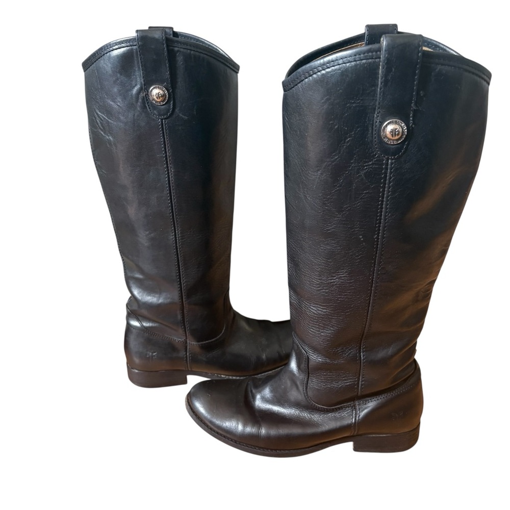 FRYE Melissa Button Tall Black Leather Riding Boots 77167 Women's US 6.M